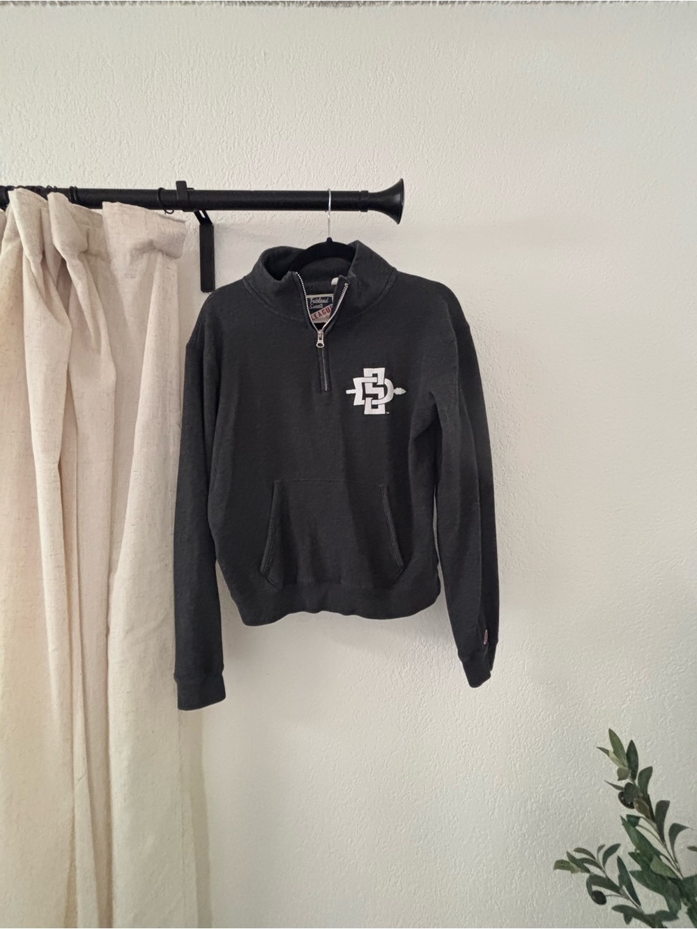 SDSU Charcoal Gray Quarter-Zip Pullover with Logo